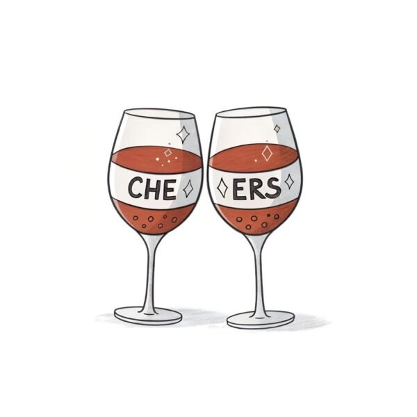 "Cheers" poster with an elegant depiction of wine glasses clinking, designed to add a touch of sophistication and celebration to your décor.