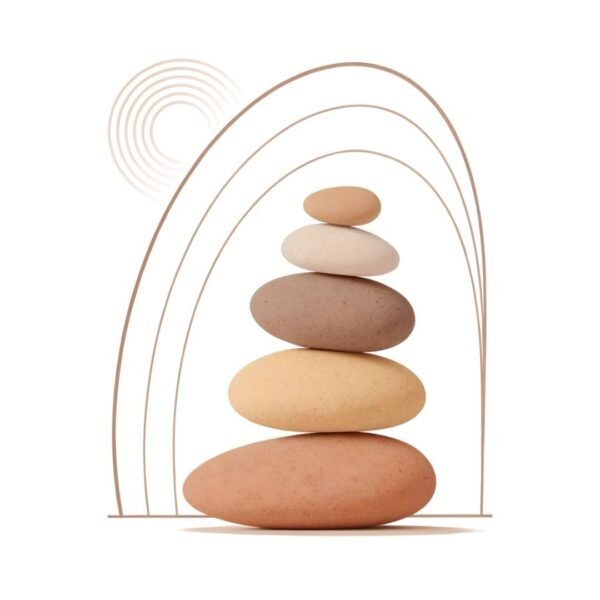 Boho-inspired wall art showcasing five carefully balanced stones in neutral shades