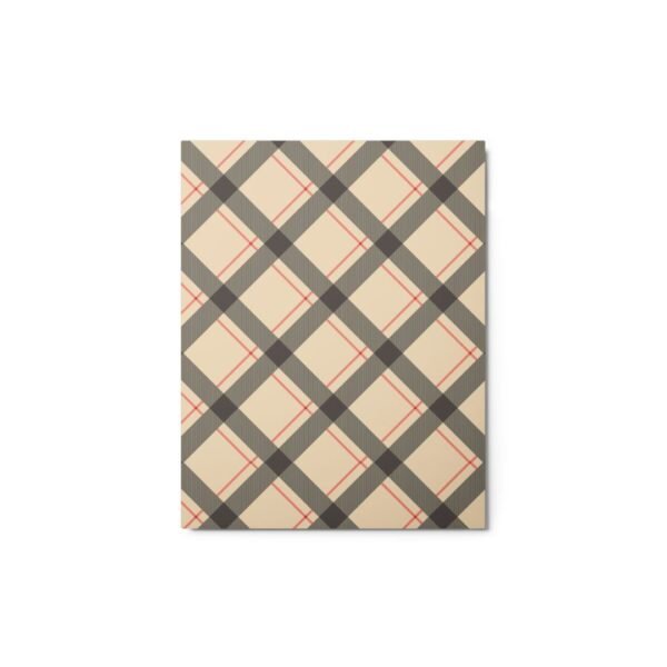 Brown and grey tartan plaid design on a durable metal poster, stylish rustic home decoration