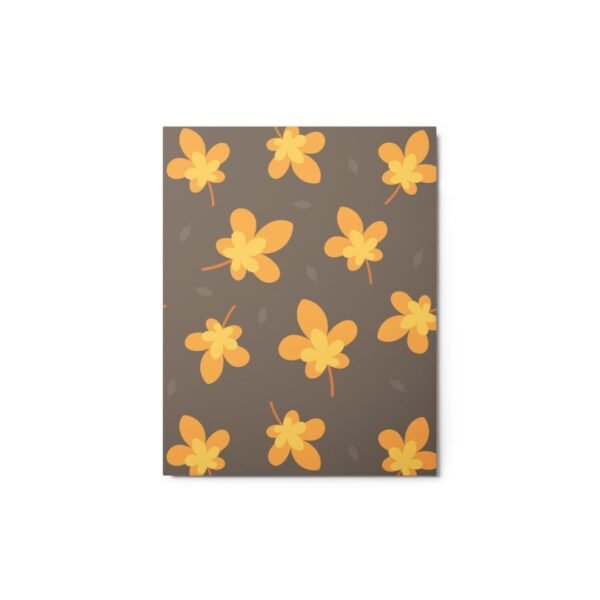 botanical metal poster featuring repeating golden-yellow leaves in minimalist desig