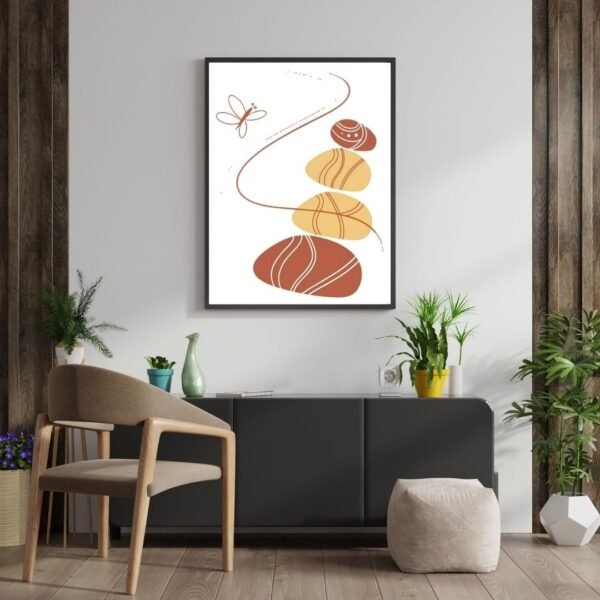 Framed butterfly print in boho style, showcasing intricate details and warm colors, ideal for a nature-inspired home or gallery wall.