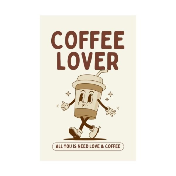 “Coffee Lover” poster with sleek black text on a white background, ideal for home barista setups or coffee nooks.