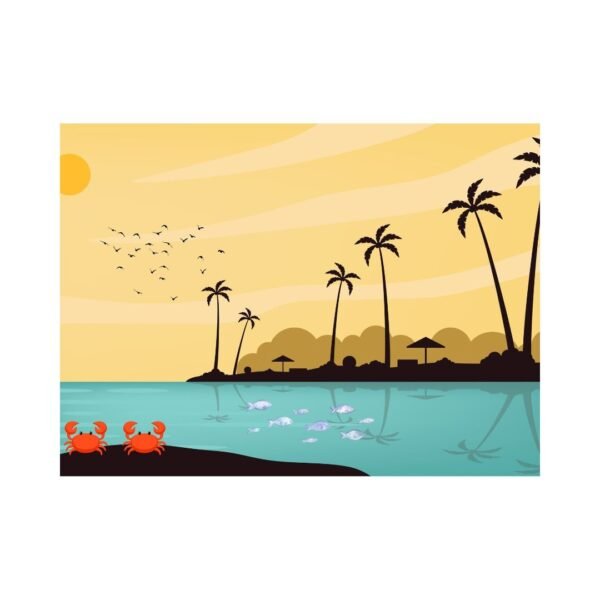 Beautiful beach scene with a cute crab