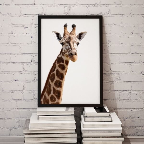 graphical baby giraffe head Print wall art on white background