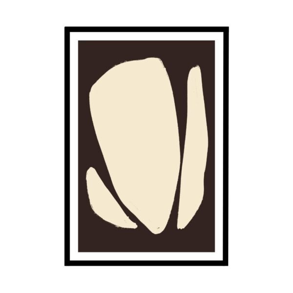 Minimalist art print of soft organic shapes in neutral tones