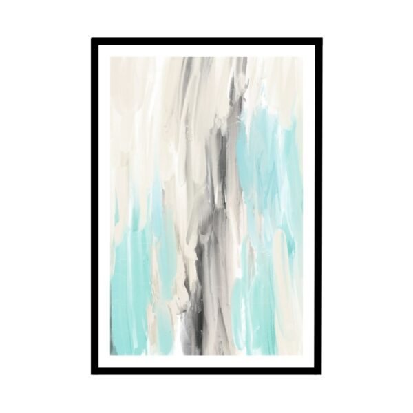 Contemporary brush stroke artwork in soothing shades of blue and grey poster