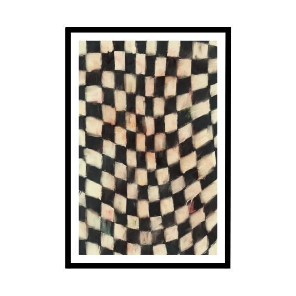 Dynamic black and white checkered wall art for modern interiors.