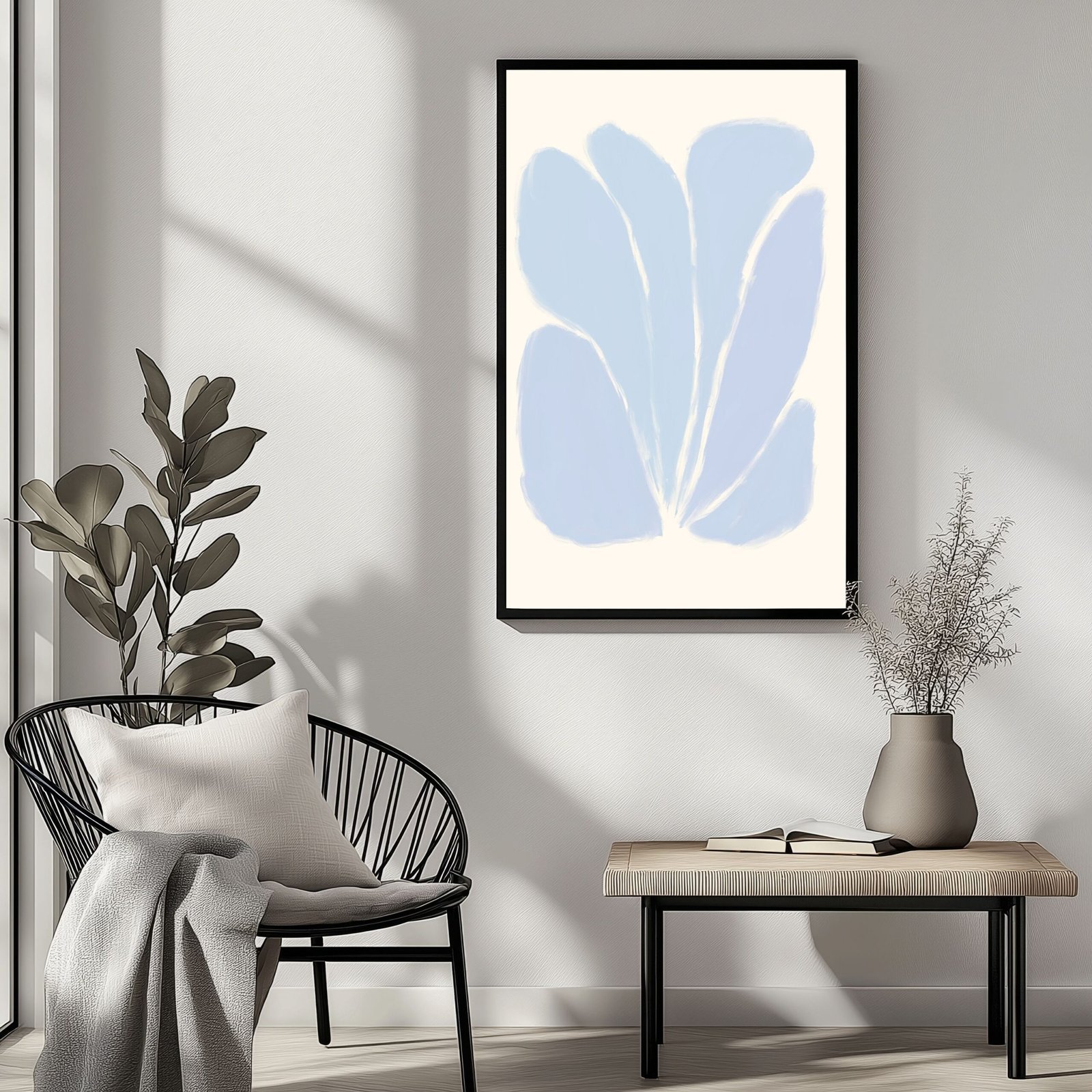 Calm and serene leaf-inspired abstract art print for modern interiors