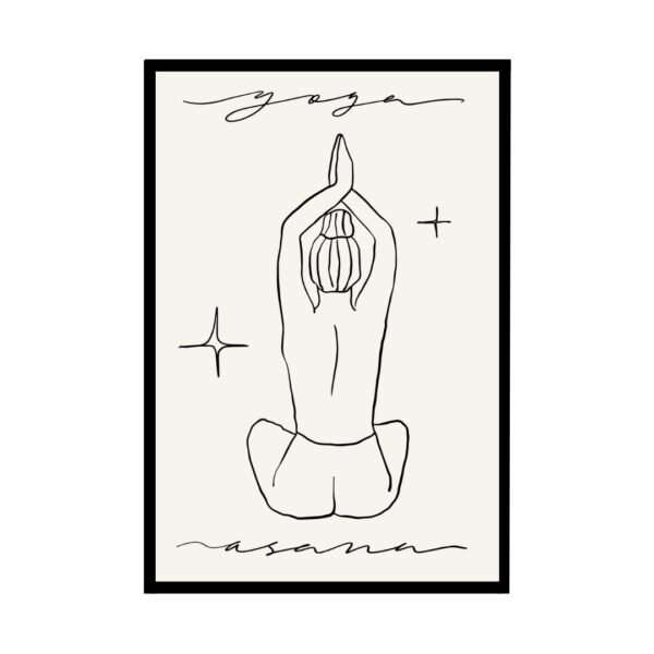 Yoga asana poster with minimalist line art, perfect for adding a calm atmosphere to your home or studio.