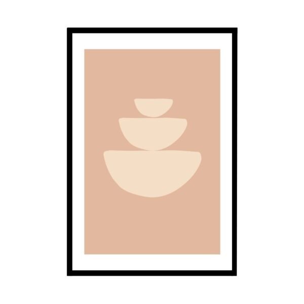 Modern minimalist wall art featuring stacked bowls in soft colors.