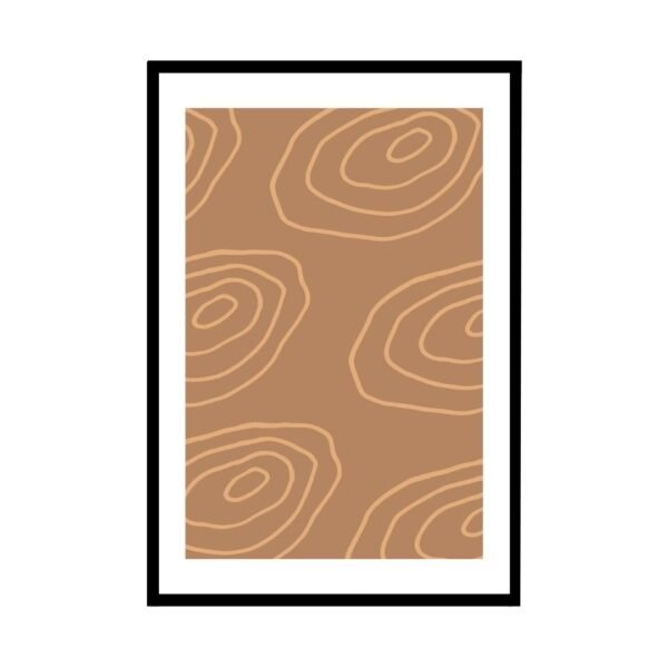 wall print of circular pattern wall art in beige and brown tones.