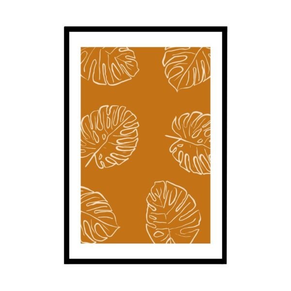 Organic leaf pattern art in cream and brown tones.