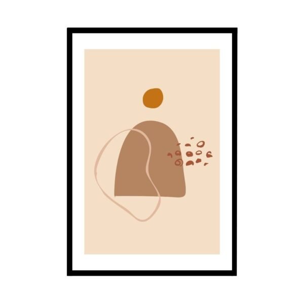Minimalist nature art print in soft peach and beige for a calming home ambiance.