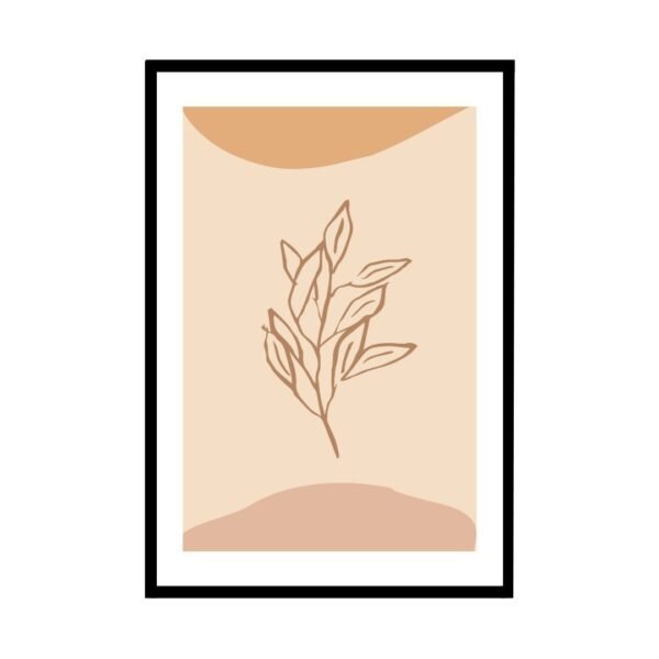 Minimalist plant line art print with earthy tones for modern decor.
