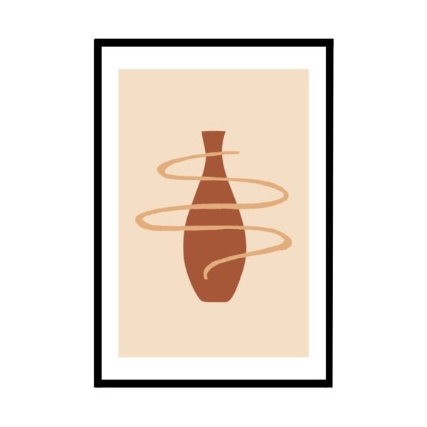 Minimalist organic art print in warm single terracotta and peach tones.