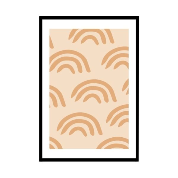 framed soft peach rainbow print for modern minimalist decor.