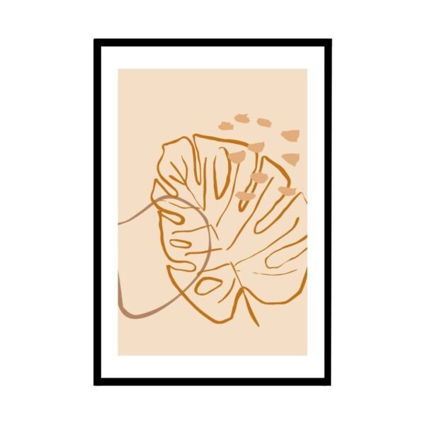 Minimalistic monstera leaf wall art for contemporary interiors