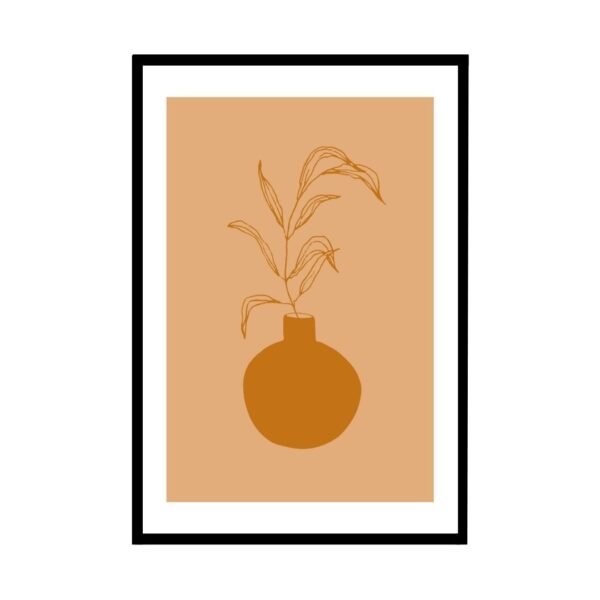 Minimalistic brown vase and plant wall art for contemporary living rooms