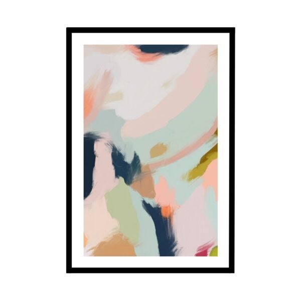 Colourful abstract modern art print with brushstrokes in pastel hues, perfect for contemporary home decor.