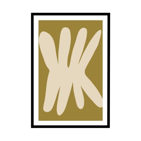 Soft and calming beige shapes art print on olive green, ideal for neutral spaces.