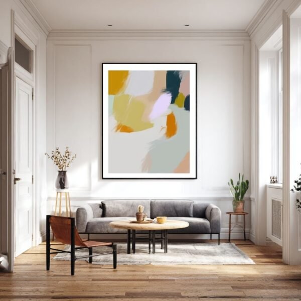 Contemporary wall art featuring a colourful abstract design in soft, soothing hues, perfect for modern home decor.