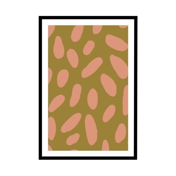 Olive and pink abstract pattern poster, modern minimalist wall art.