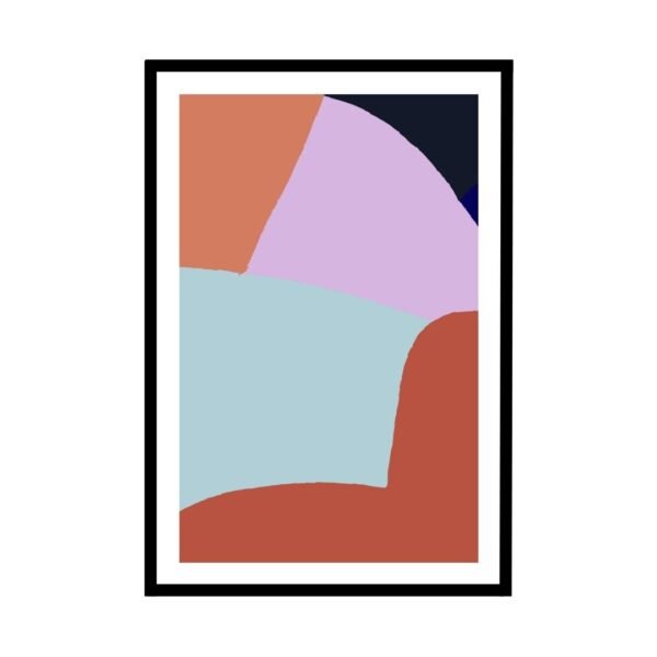 Geometric abstract wall art with bold colour blocks in muted tones.