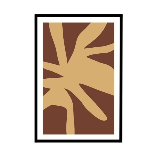 Abstract illustration brown shapes design wall art in tan and brown colours