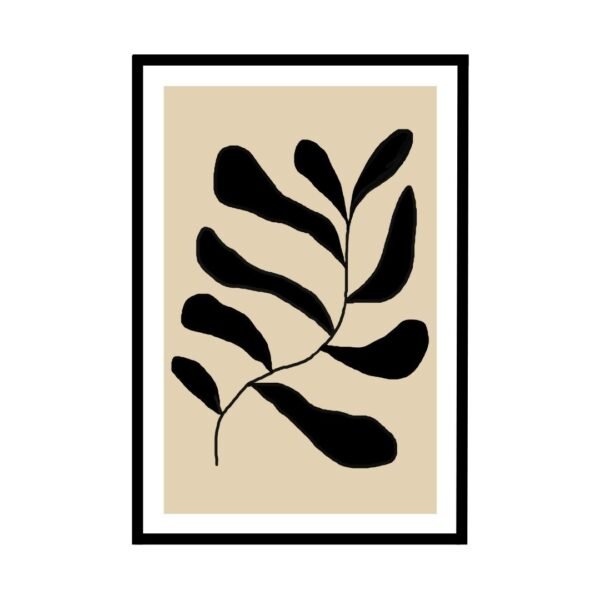 Simple yet bold black leaf artwork for modern home decor.