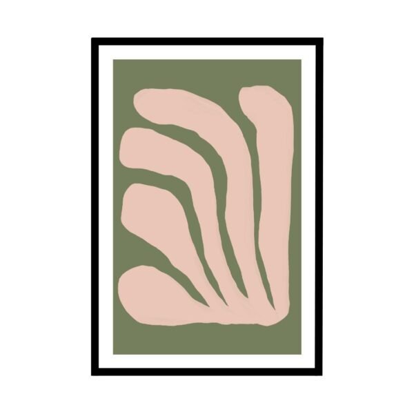 Organic minimalist wall art with soft pink and olive green colours.