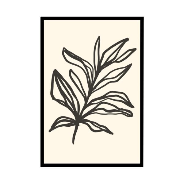 Black line art of leaves against a cream background