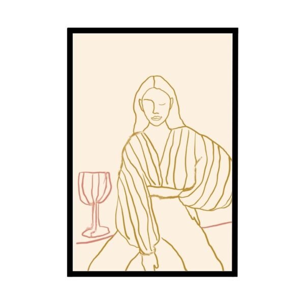 Elegant woman holding a wine glass in soft neutral tones poster