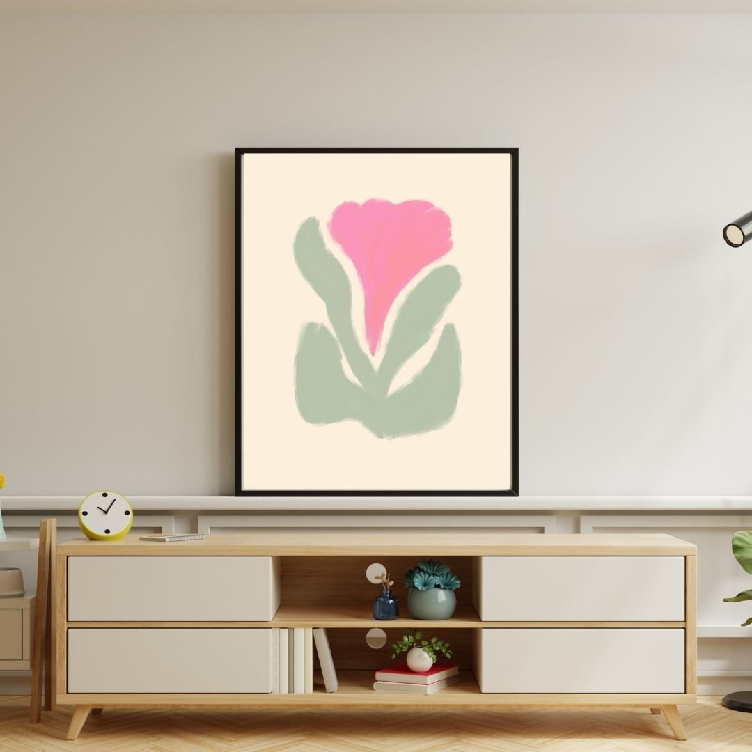 Delicate abstract brushstroke art poster for home decor