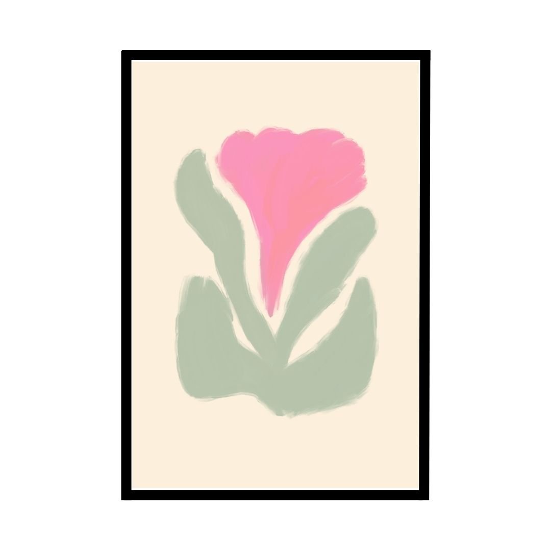 Soft pastel abstract art poster in pink and lavender