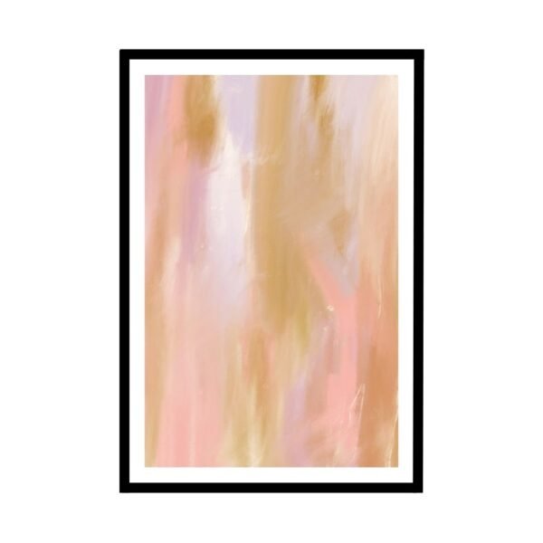 Soft pastel abstract art poster in pink and lavender