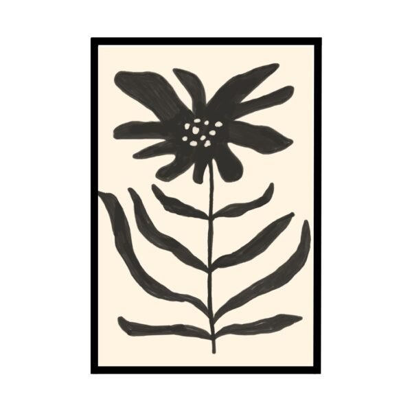 Black flower line art poster for modern wall decor
