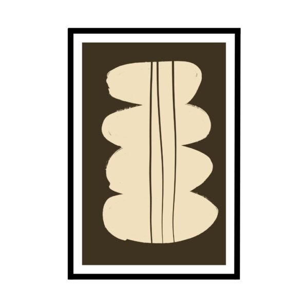 Abstract beige shapes art poster for contemporary spaces
