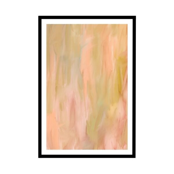 Soft pastel abstract art poster with pink, yellow, and green poster