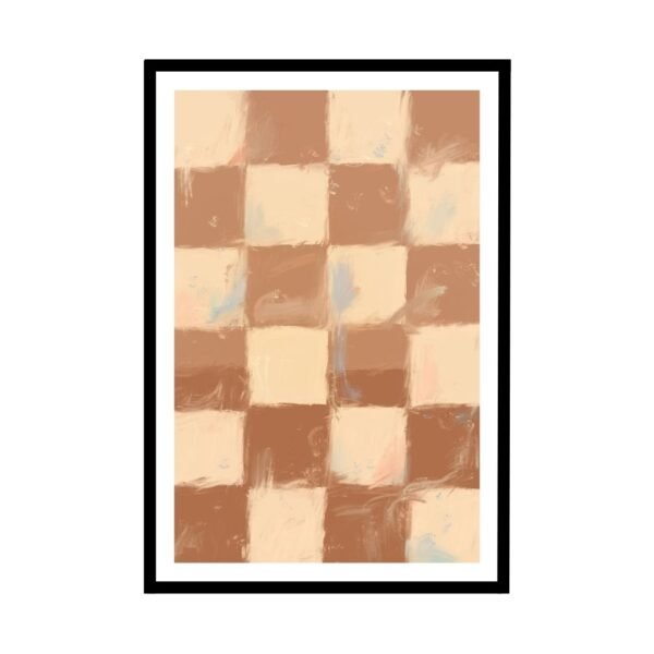 Modern peach checkerboard art to brighten up your space.