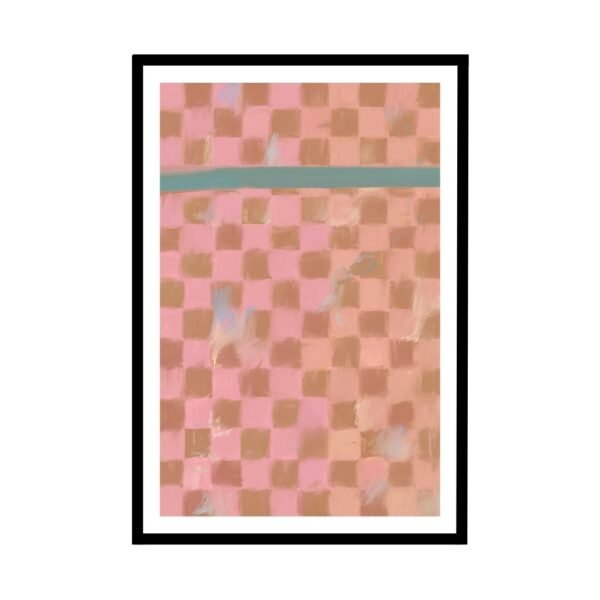 Peach and blue patterned wall art for modern spaces.