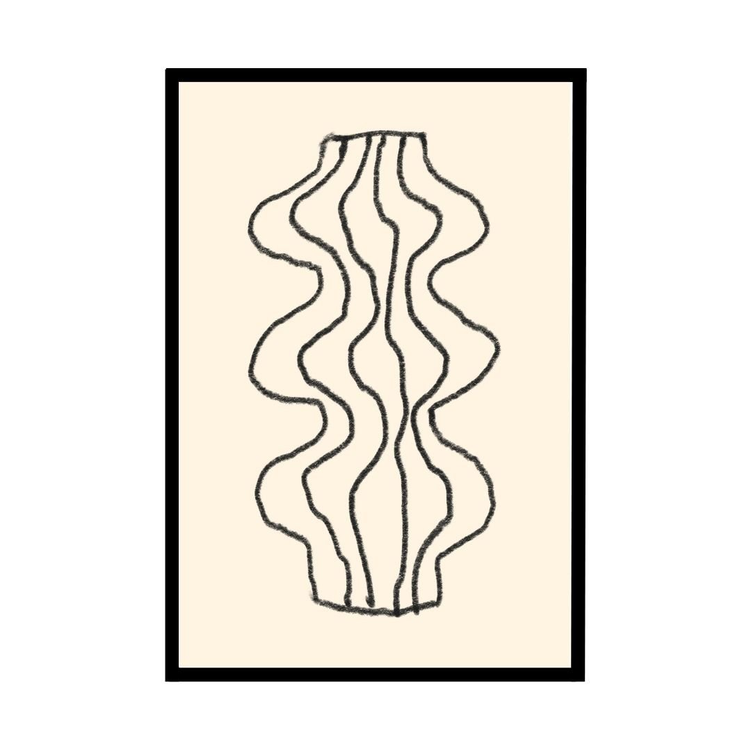 Minimalist wavy lines artwork for a chic interior.