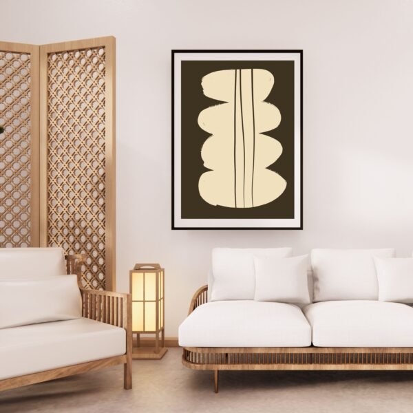 Minimalist beige art poster with abstract design for home decor in modern interiors