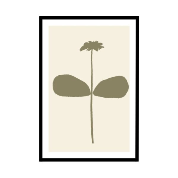 Blooming daisy art print in soft tones, bringing a minimalist floral design to your home.