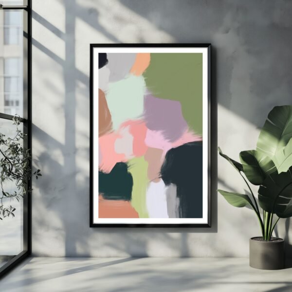 Abstract artwork featuring pastel colors in various shapes and forms.