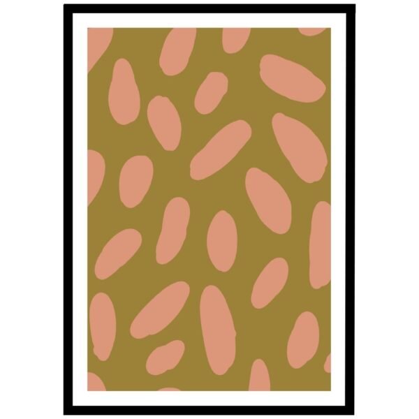 Olive and pink abstract pattern poster, modern minimalist wall art.