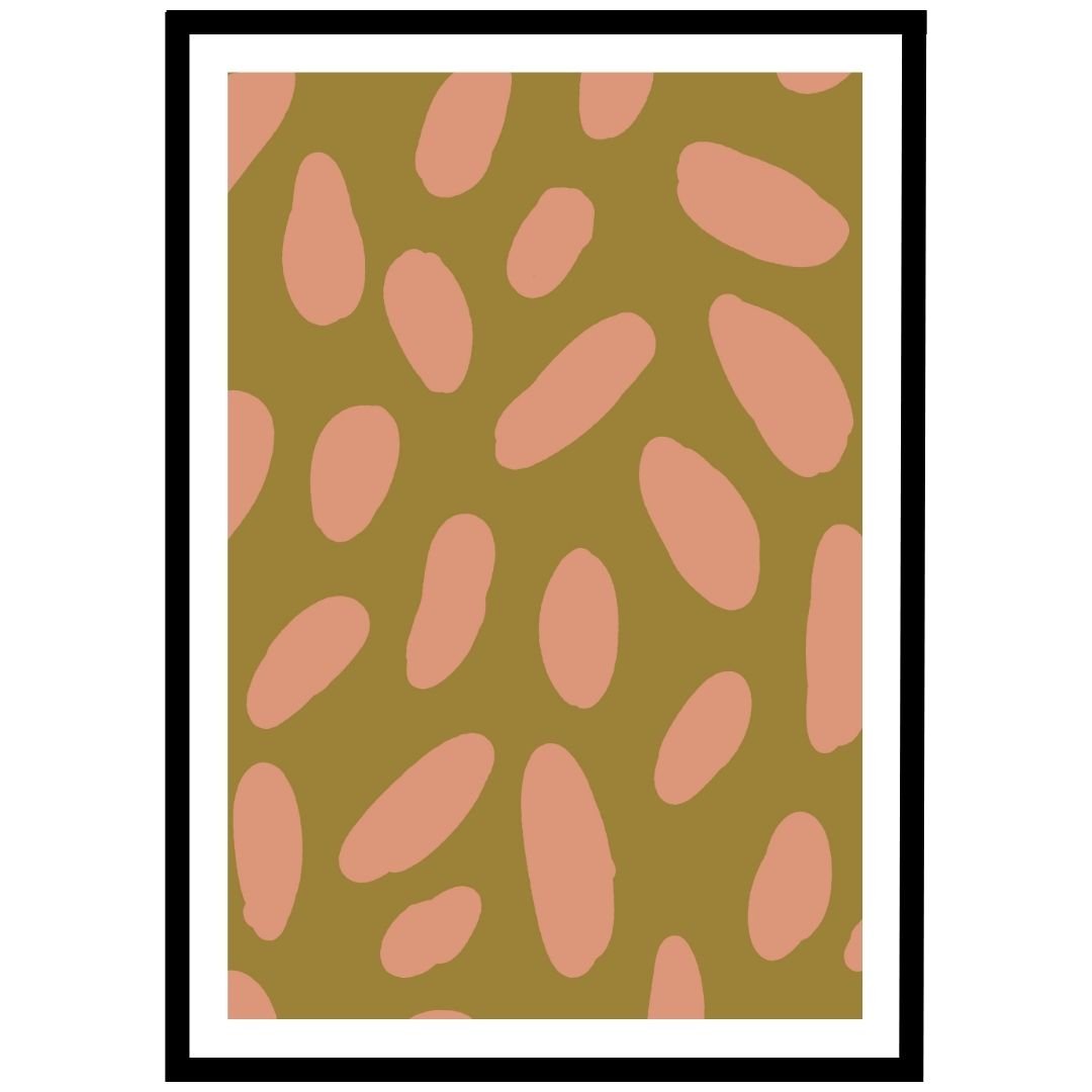 Olive and pink abstract pattern poster, modern minimalist wall art.