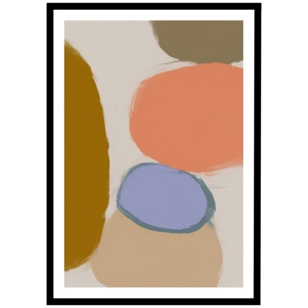 Soft neutral abstract shapes poster, calming design for contemporary spaces.