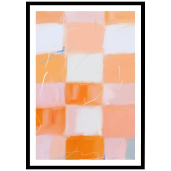 orange and pink squares, vibrant wall art for creative spaces.
