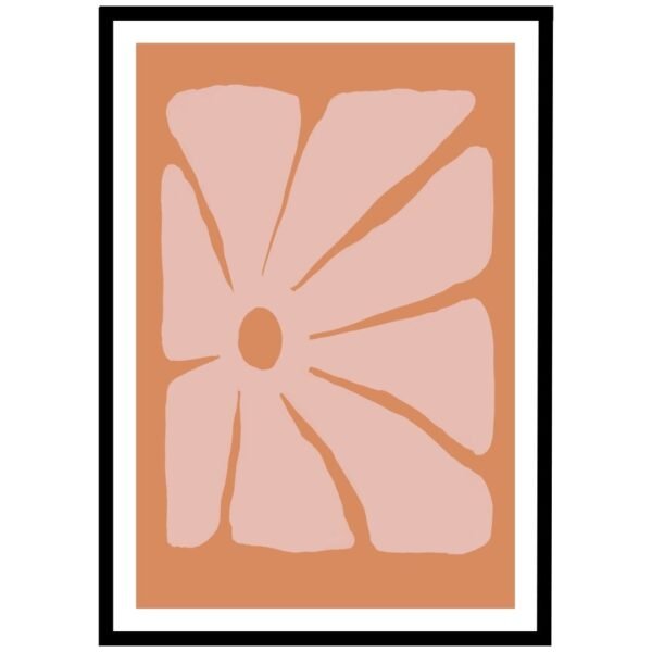 Contemporary pink flower poster, soothing wall art for bedroom or living room.