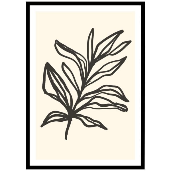Black line art of leaves against a cream background
